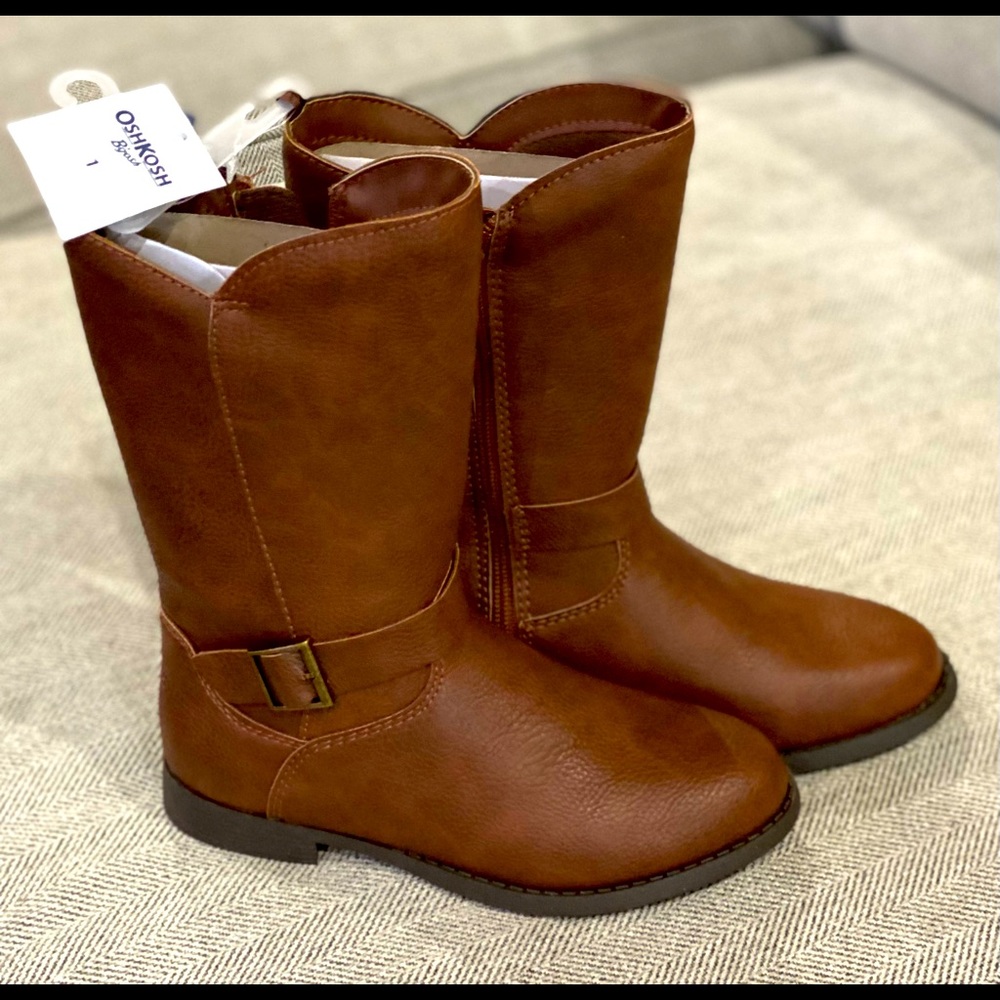 *Brand NEW* OshKosh Girls Chocolate Riding Boots Size 1 With Tags